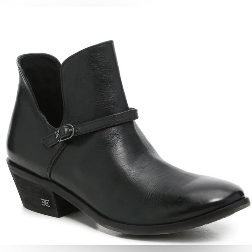 New Sam Edelman Palmer Ankle Booties Black Leather Shoes Sz 6